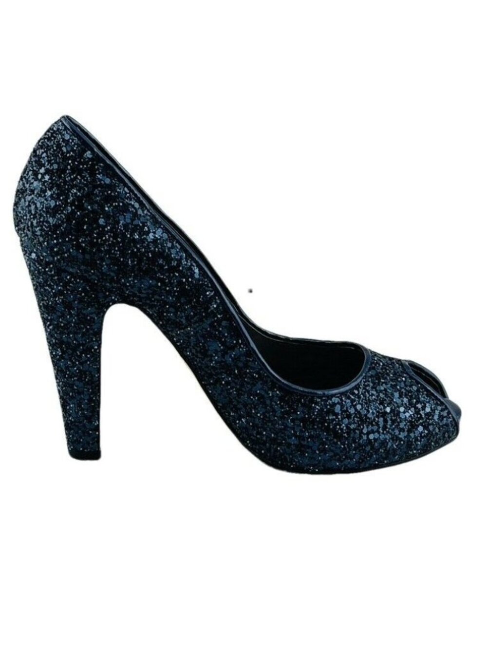 Dune Womens Black Glitter Peep Toe High Heel Pumps Size 39 EU 8.5 US - Picture 6 of 10